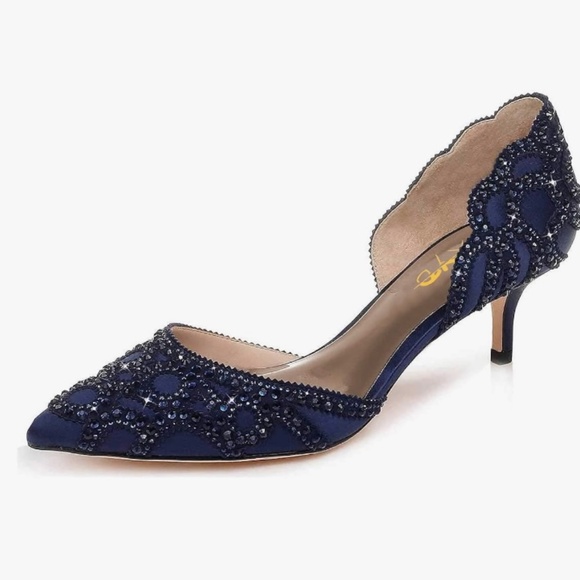 XYD Shoes - NWOT~XYD Women’s Elegant Kitten Low Heel Pumps~Navy~Size 9